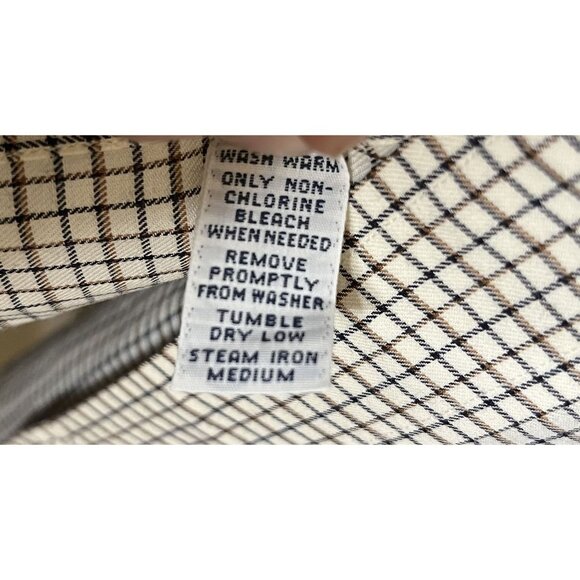 Ralph Lauren 100% Cotton XLT Black Brown & White Checkered Long Sleeve Button Do - Picture 7 of 14